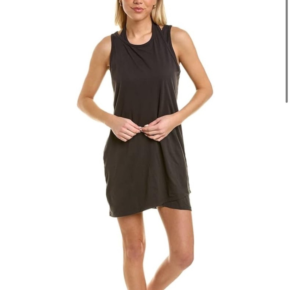 NWT Monrow Black Double Layer Racer Tank Dress Size XS